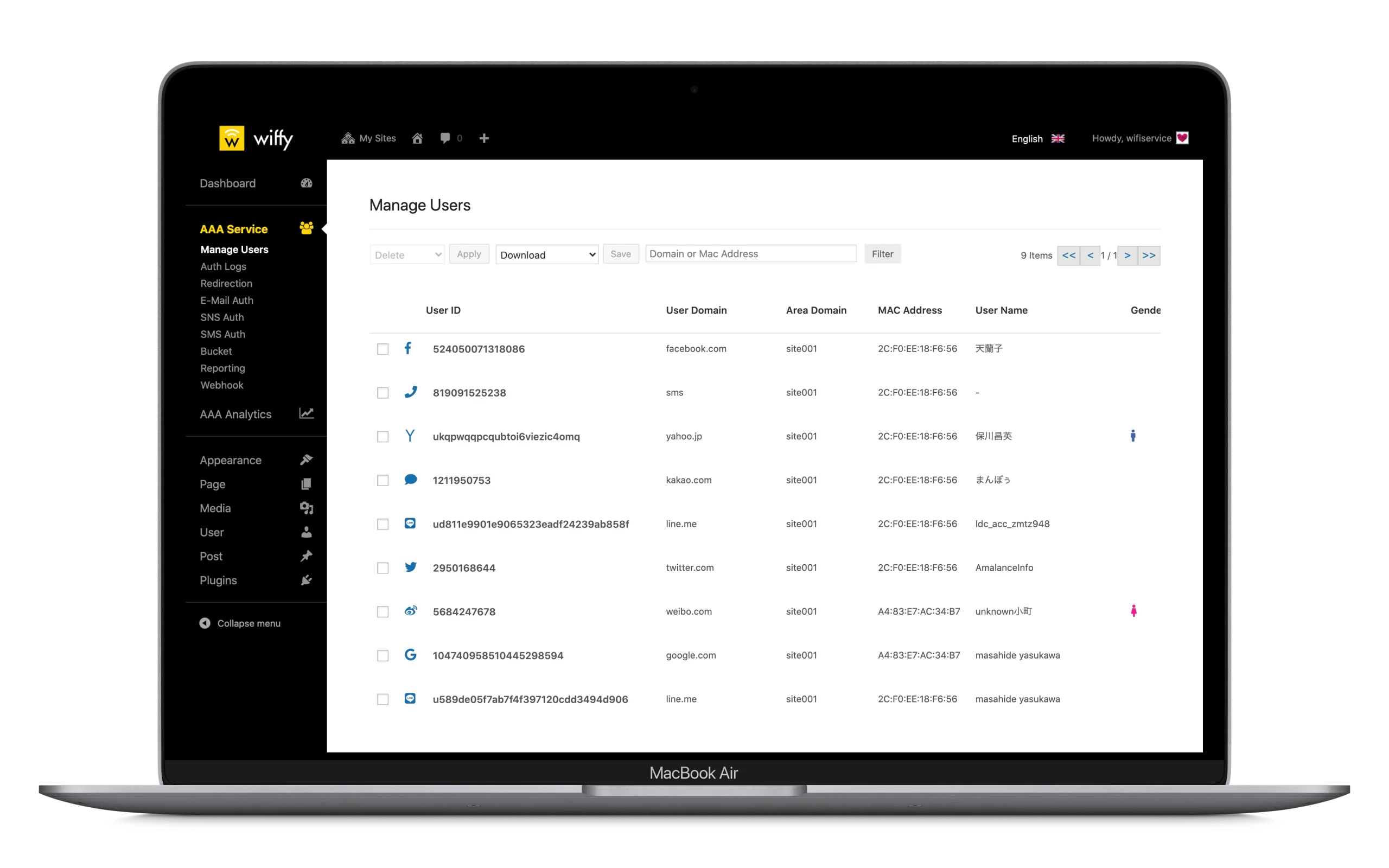 RADIUS user management